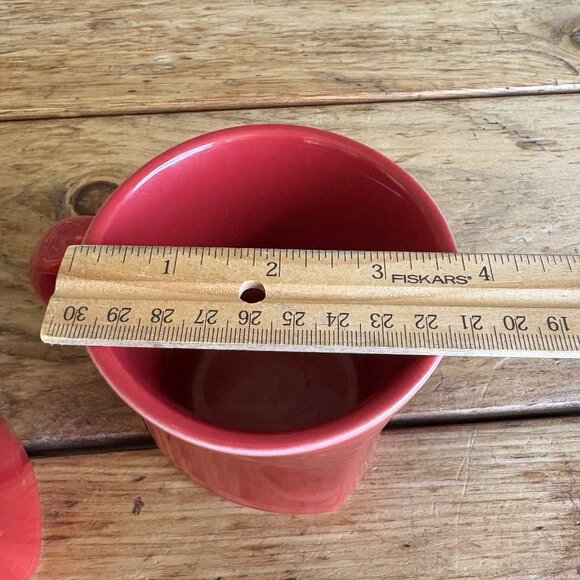 2 Homer Laughlin Fiesta Scarlet D Handle Square Bottom Mugs Fiestaware 12oz READ - Picture 11 of 12